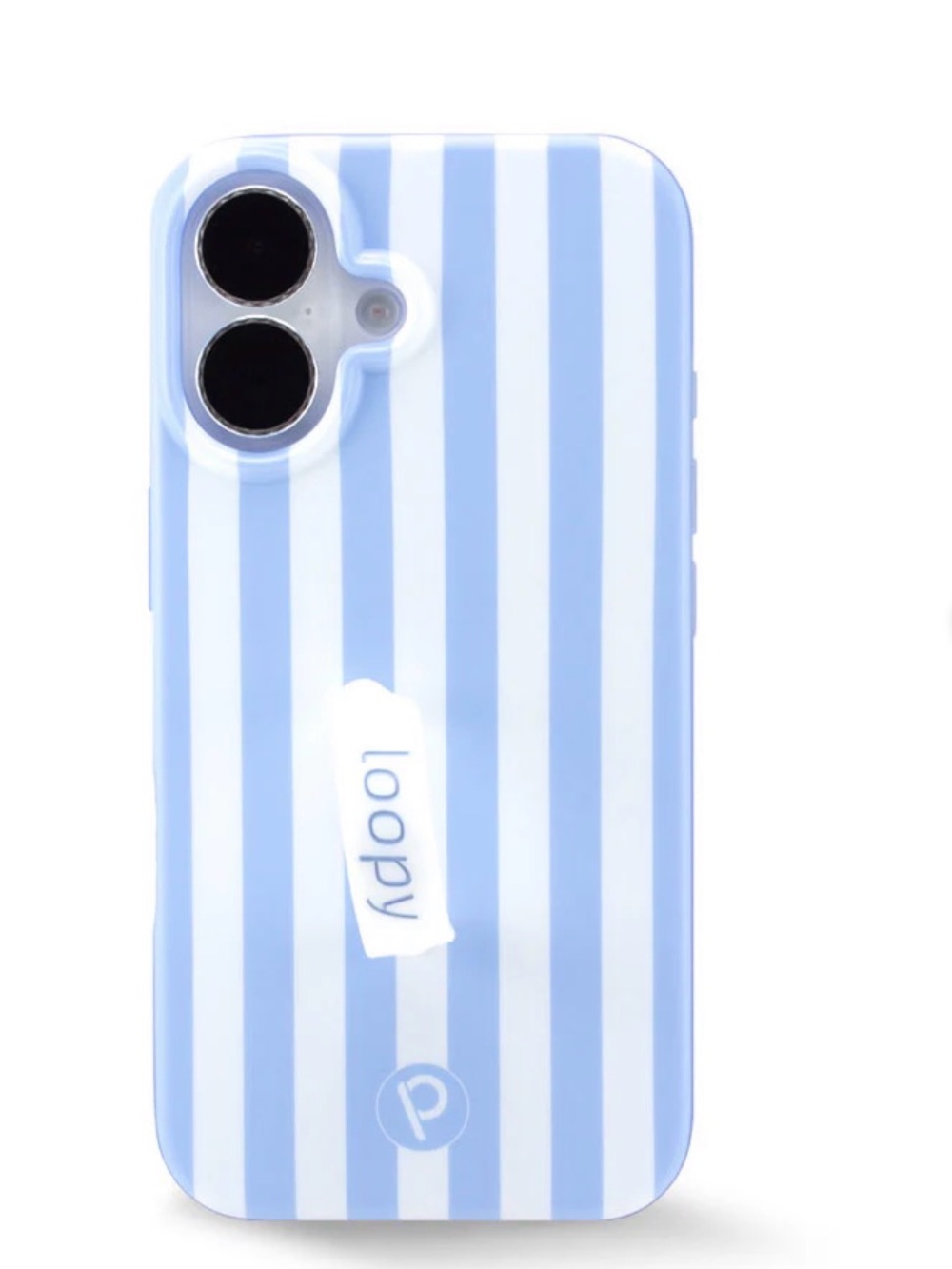 Loopy Case Light Blue & White Striped iPhone Case with Loop Grip